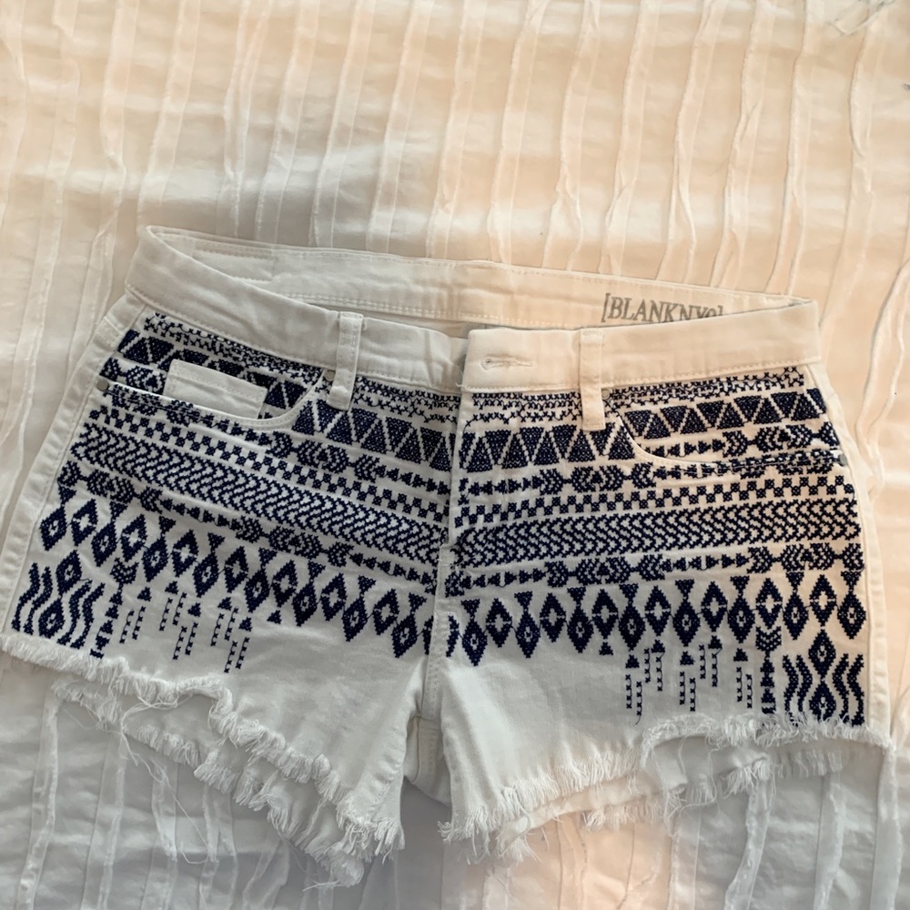 COPY - Blank NYC embroidered denim shorts